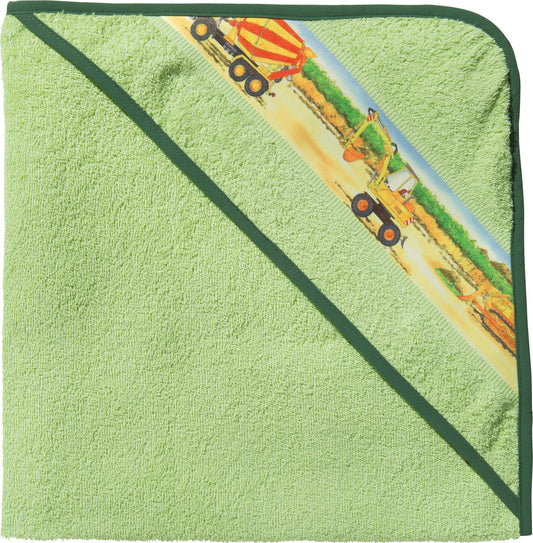 Erwin Müller Kinder-Waschhandschuh, Waschlappen 4er-Pack Traktor, Bagger grün Größe 15x21 cm - 100% Baumwolle, mit hochwertigem Stickmotiv