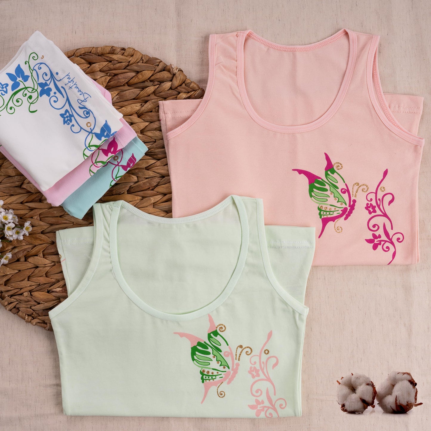 LOREZA ® 5 girls' cotton undershirts tank tops - sizes 92-170