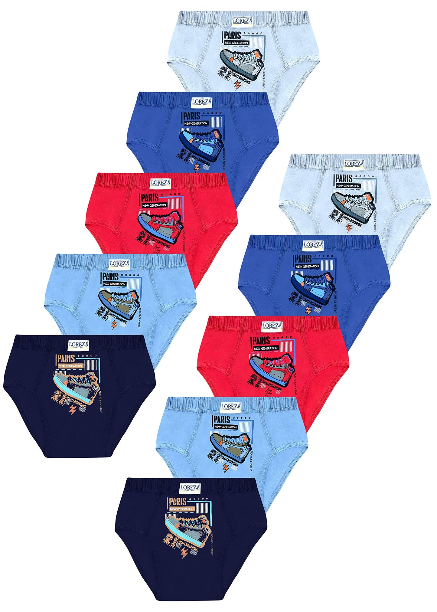LOREZA ® 10 Pack Jungen Slips aus Baumwolle Unterhosen Größe 92-158