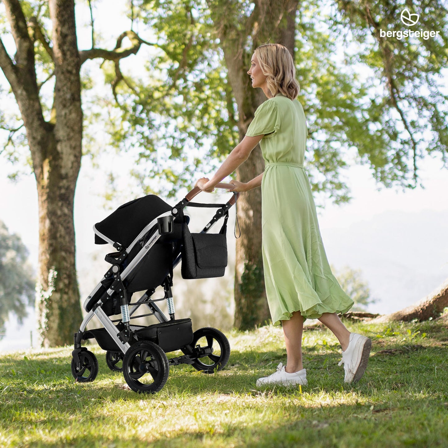 Bergsteiger Nizza 3 in 1 Kinderwagen, Kombikinderwagen Komplettset, Auto-Babyschale & Isofix Station, Babywanne & Buggy Sportsitz inklusive