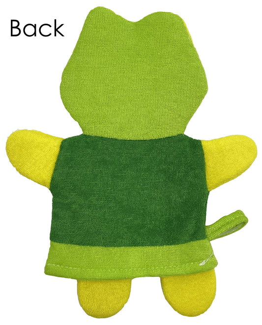 VAIYNWOM Frog Wash Mitt with Animal Motif for Happy Bathing Fun, Wash Mitt for Babies and Children from 0+ Months
