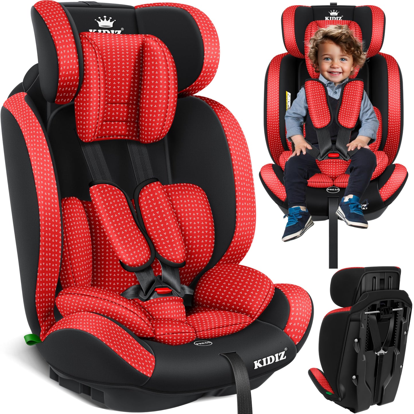 KIDIZ® Autokindersitz Triangle Premium Kindersitz Kinderautositz | Autositz Sitzschale | 9 kg - 36 kg 1-12 Jahre | Gruppe 1/2/3 | universal | zugelassen nach ECE R129/03 | mit Isofix - Meloni2