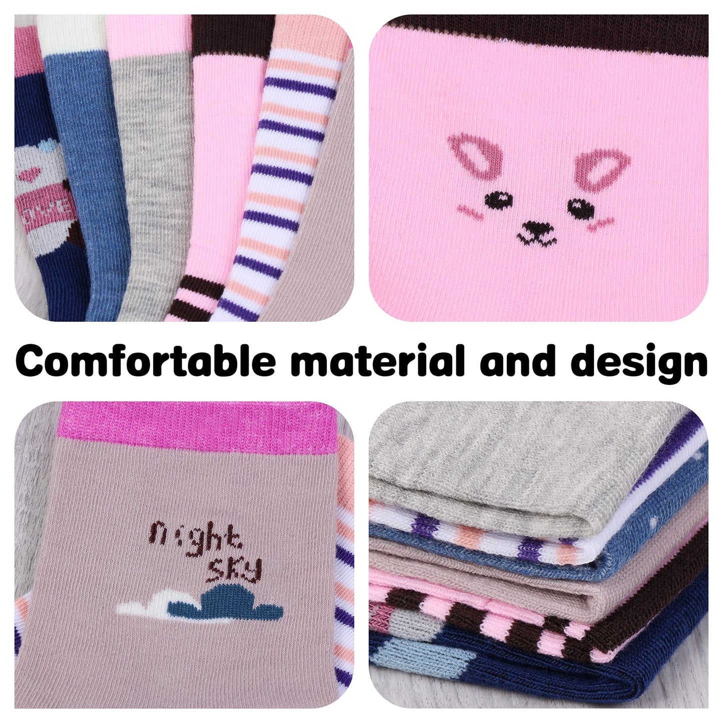 L&K-II 10/12 Paar Kinder Mädchen Socken aus Baumwolle Kleinkind niedliche Muster Kids Sneakersocken bunt 2808VA