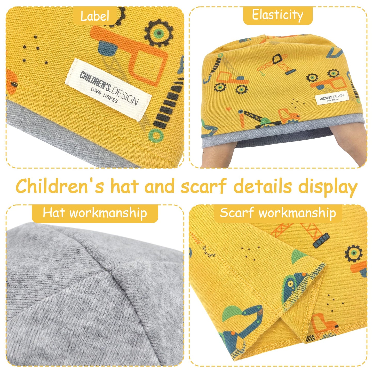 Kinder Beanie Mütze & Loop Schal Set, 95% Baumwolle Mütze Schal Set Mädchen Jungen 2-8 Jahren, Schlauchschal Warme Wintermütze Strickmützen für Herbst Winter Frühling