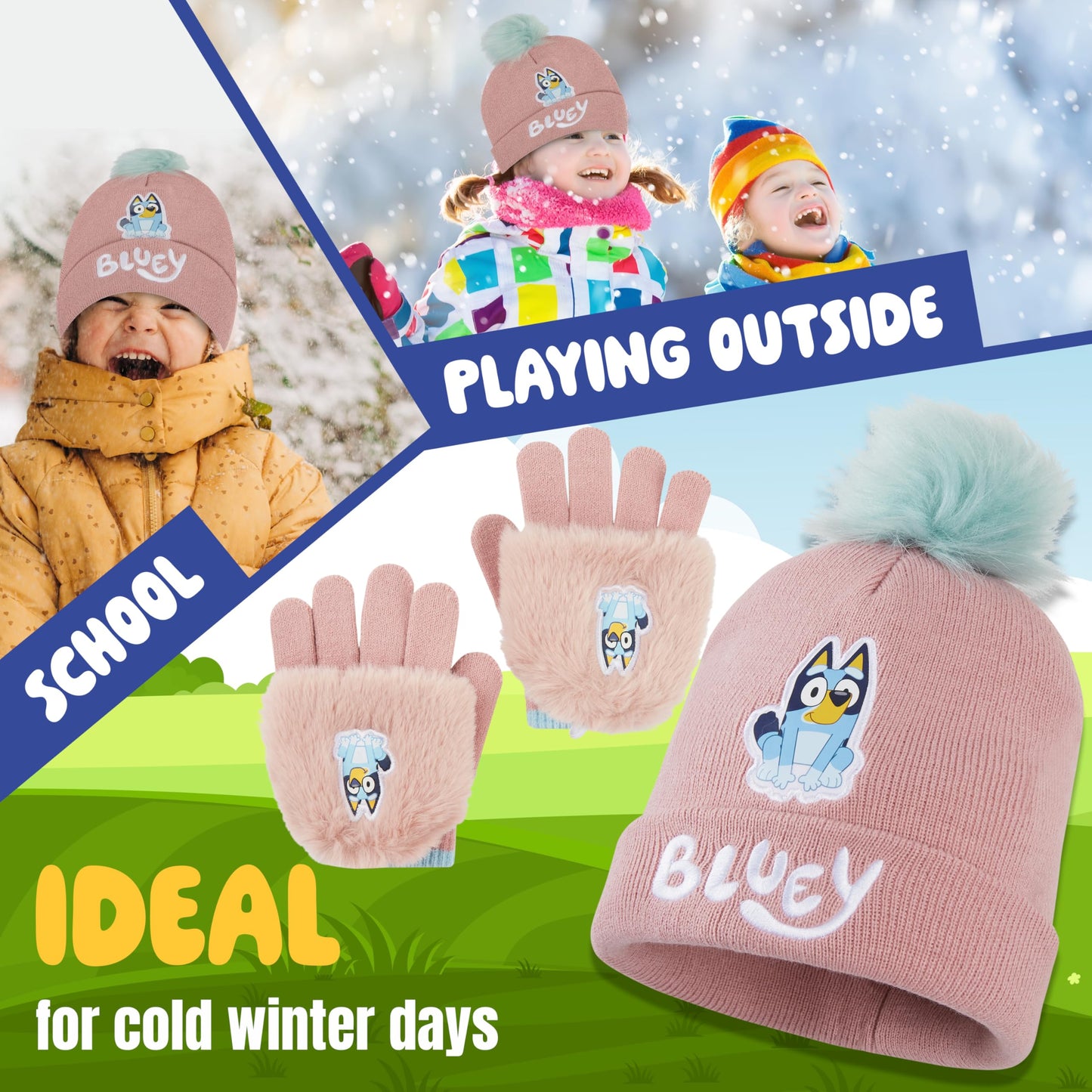 BlueY Girls' Winter Hat, Scarf and Glove Set - Children's Gifts