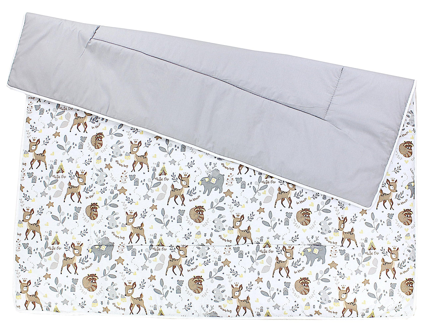 TupTam Krabbeldecke für Baby 120x120 cm - Gepolsterte Spieldecke Baby Baumwolle, XXL, OEKO-TEX, Weich & Hautfreundlich, Farbe: Wald/Beige - Meloni2