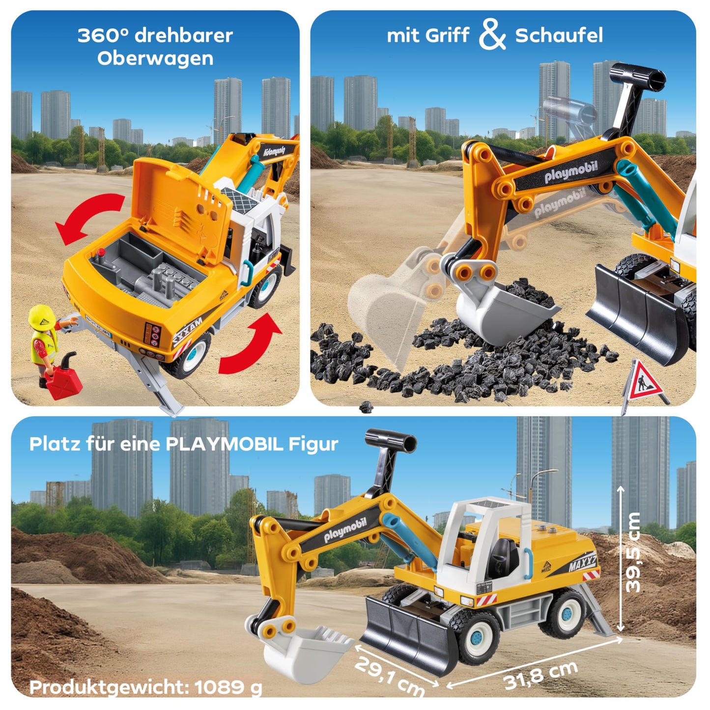 PLAYMOBIL Road Construction Site Toy Child Construction Site Play Set Toy for Children from 4 Years 71751