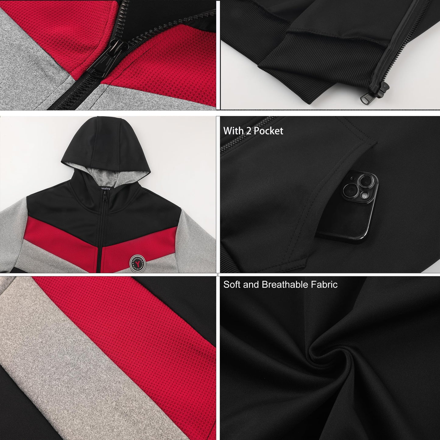 Ywenaisy Sweatjacke Jungen Zip Jacke Jungen Pullover Jungen mit Kapuze Zip Hoodie Kinder Jungen Sweatshirts Kapuzenpullover für Jungen Streetwear Hoodie Jungen für Jahre 8-16 und Höhe 116-170 cm