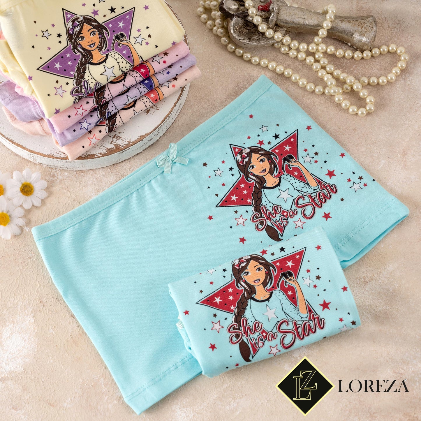 LOREZA ® 10er Pack Mädchen Pantys Boxershorts Unterwäsche aus Baumwolle - Gr. 92-170