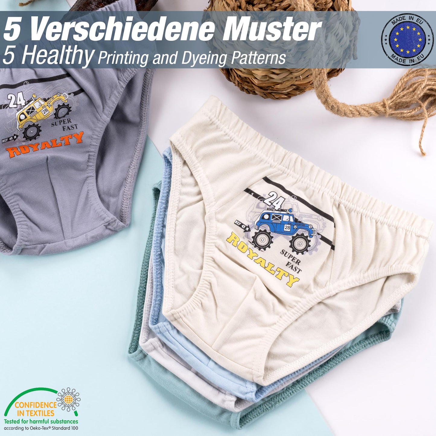 LOREZA ® 5/10 Jungen Slips aus Baumwolle Unterhosen Unterwäsche 92-158