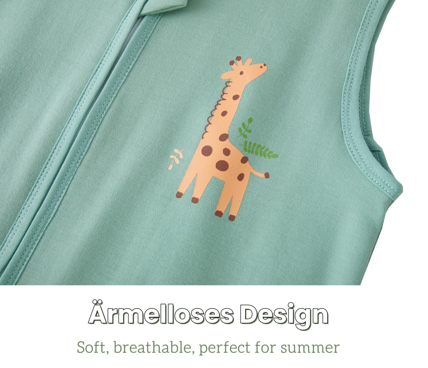 Chilsuessy Children's Sleeping Bag 1.5 Tog Pack of 2 Baby Sleeping Bag Made of 100% Cotton, Baby All-Year Sleeping Bag Pyjamas for Boys and Girls, 1.5 Tog/Elephant Lion + Green, 110 cm / Baby Height