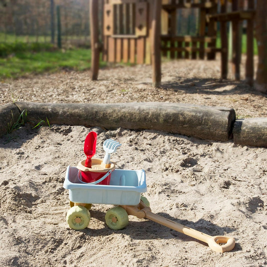 Theo Klein 7687 Handcart with Bucket Set, Robust Handcart, Includes Sandpit Toys, Recycled Plastic, Anti-UV, Toy for Children from 18 Months