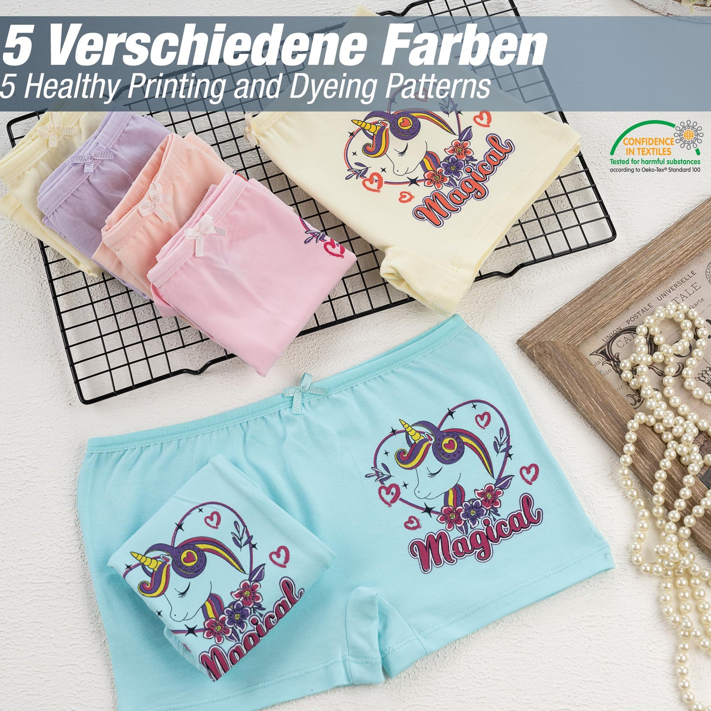 LOREZA ® 10er Pack Mädchen Pantys Boxershorts Unterwäsche aus Baumwolle - Gr. 92-170