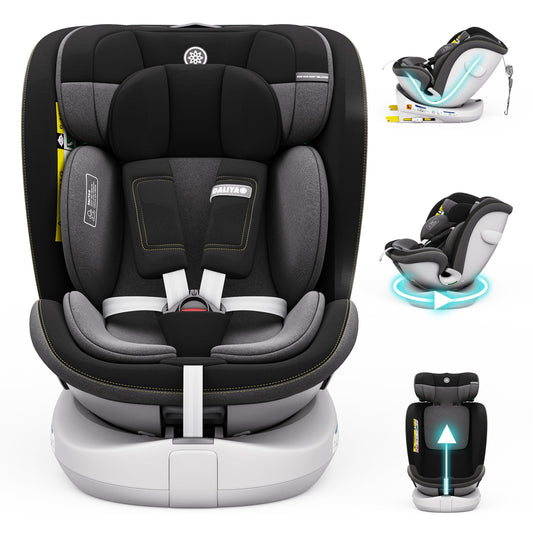 Daliya® Kindersitz ROTAZIONE | I-SIZE 40-150 cm | 8 Pos. | Isofix | (SIP) | Top Tether | 360° | 5 Punkt Gurt | Gruppe 0+ / I/II/III 0-36 KG | Neueste Zulassungs UN ECE Reg. 129 (Beige) - Meloni2