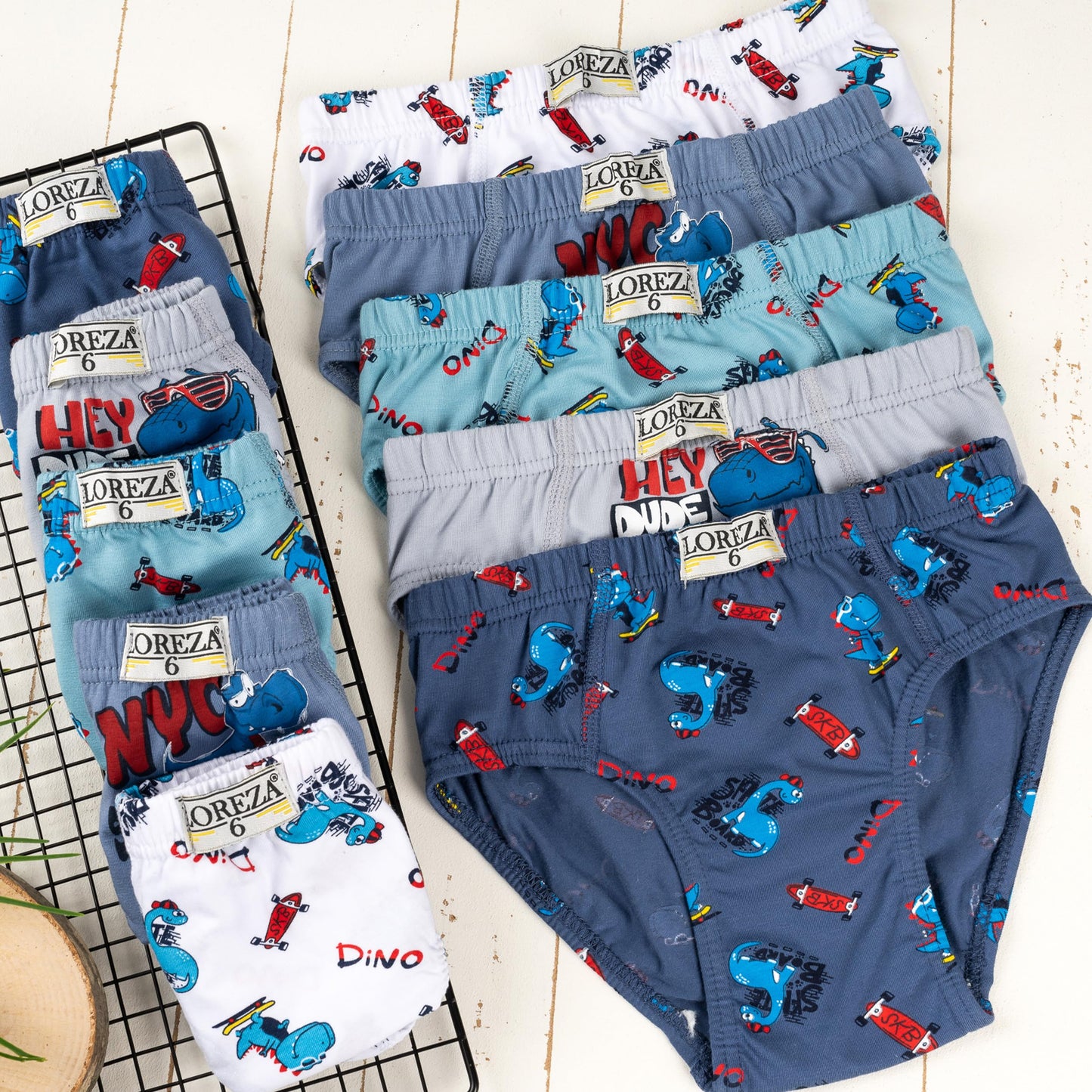 LOREZA ® 10 Pack Jungen Slips aus Baumwolle Unterhosen Größe 92-158