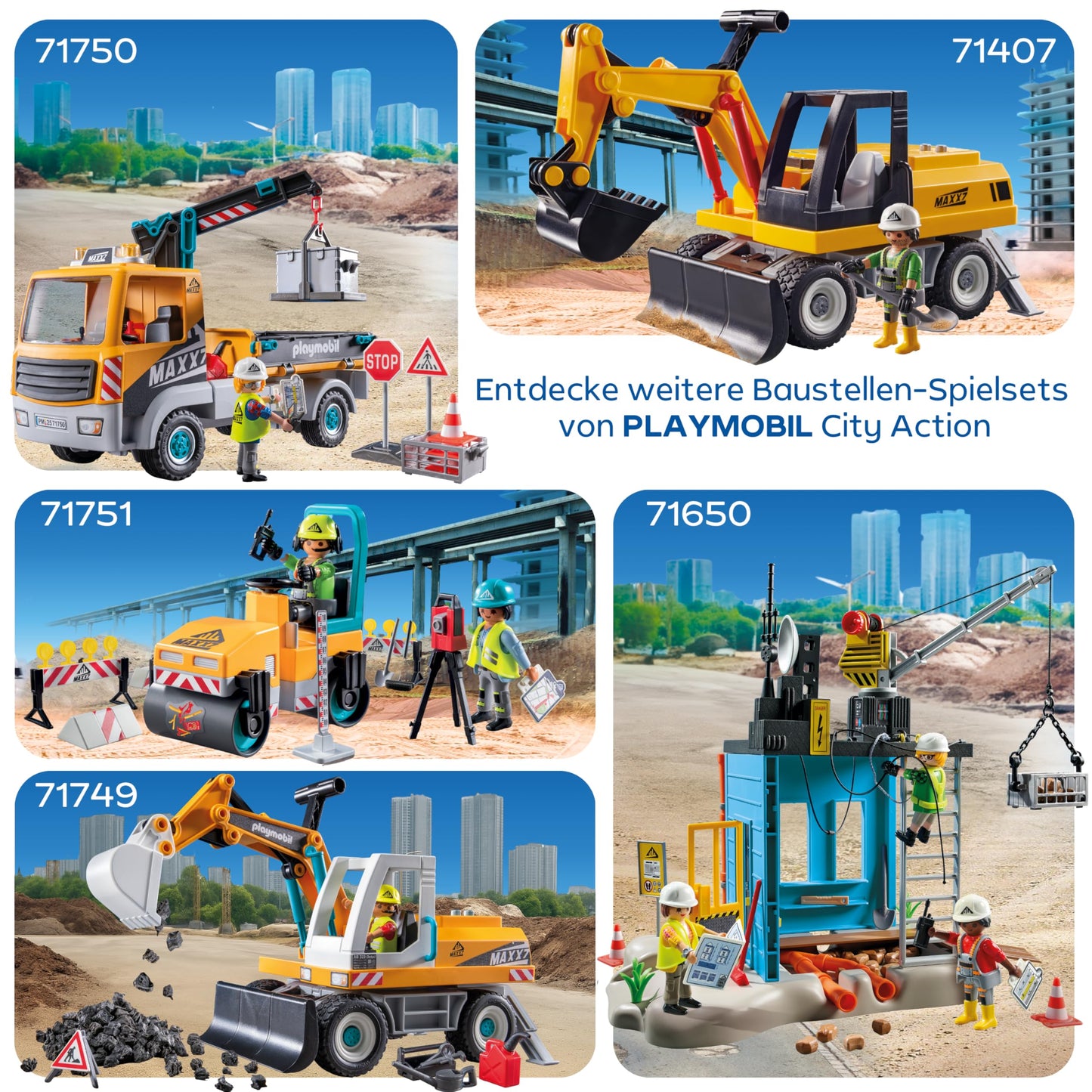 PLAYMOBIL Road Construction Site Toy Child Construction Site Play Set Toy for Children from 4 Years 71751
