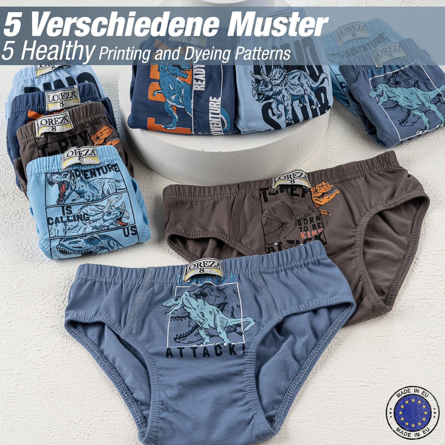 LOREZA ® 10 Pack Jungen Slips aus Baumwolle Unterhosen Größe 92-158