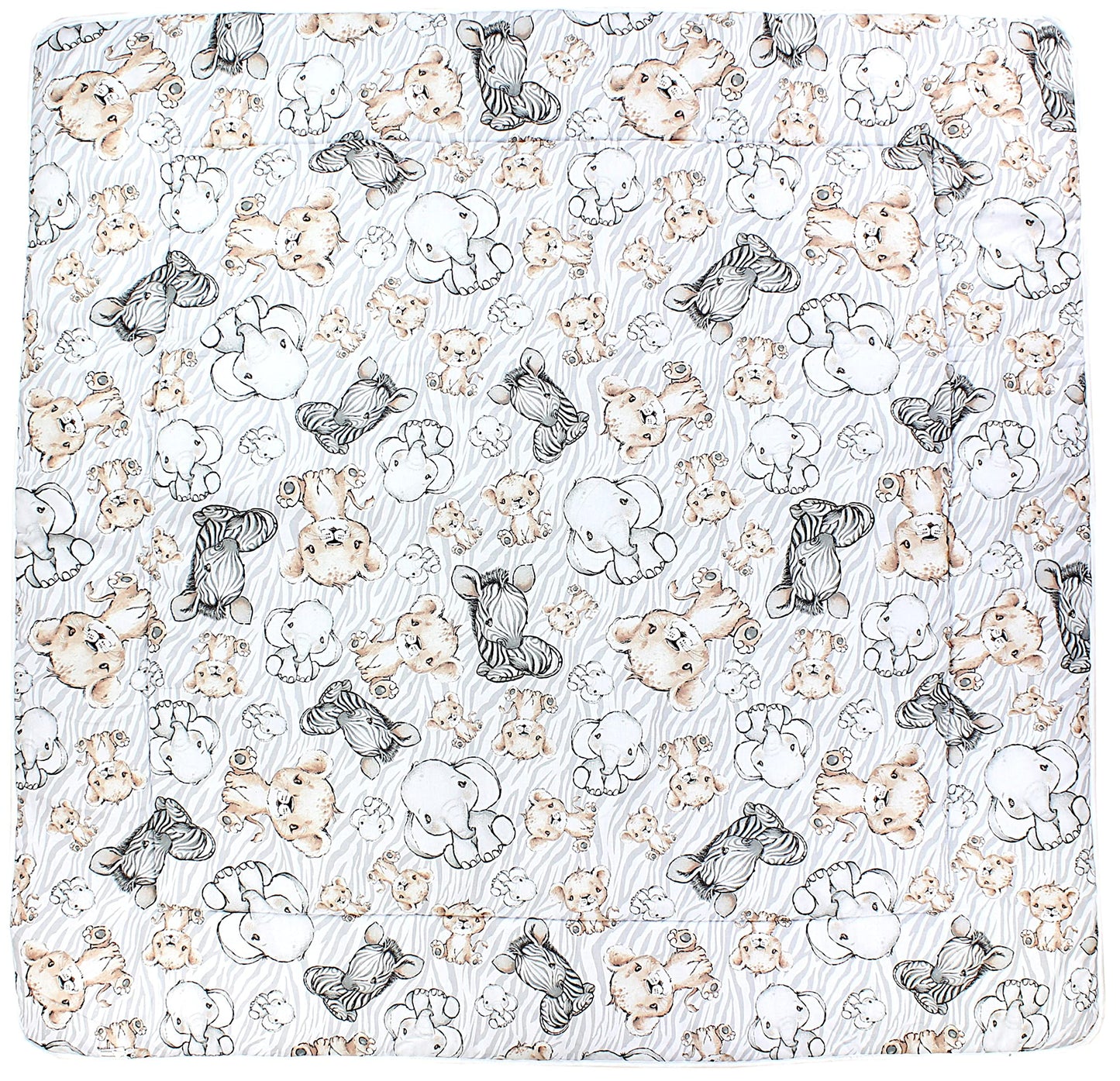 TupTam Krabbeldecke für Baby 120x120 cm - Gepolsterte Spieldecke Baby Baumwolle, XXL, OEKO-TEX, Weich & Hautfreundlich, Farbe: Wald/Beige