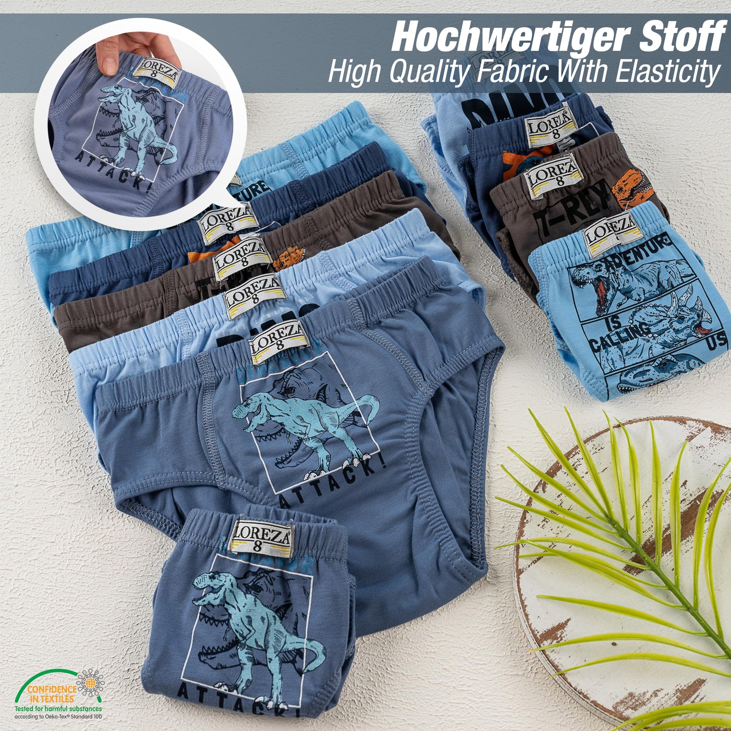 LOREZA ® 10 Pack Jungen Slips aus Baumwolle Unterhosen Größe 92-158