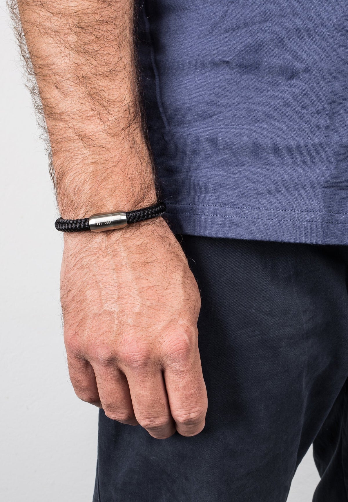 Portus Nautical Rope Bracelet Matte Silver - Black