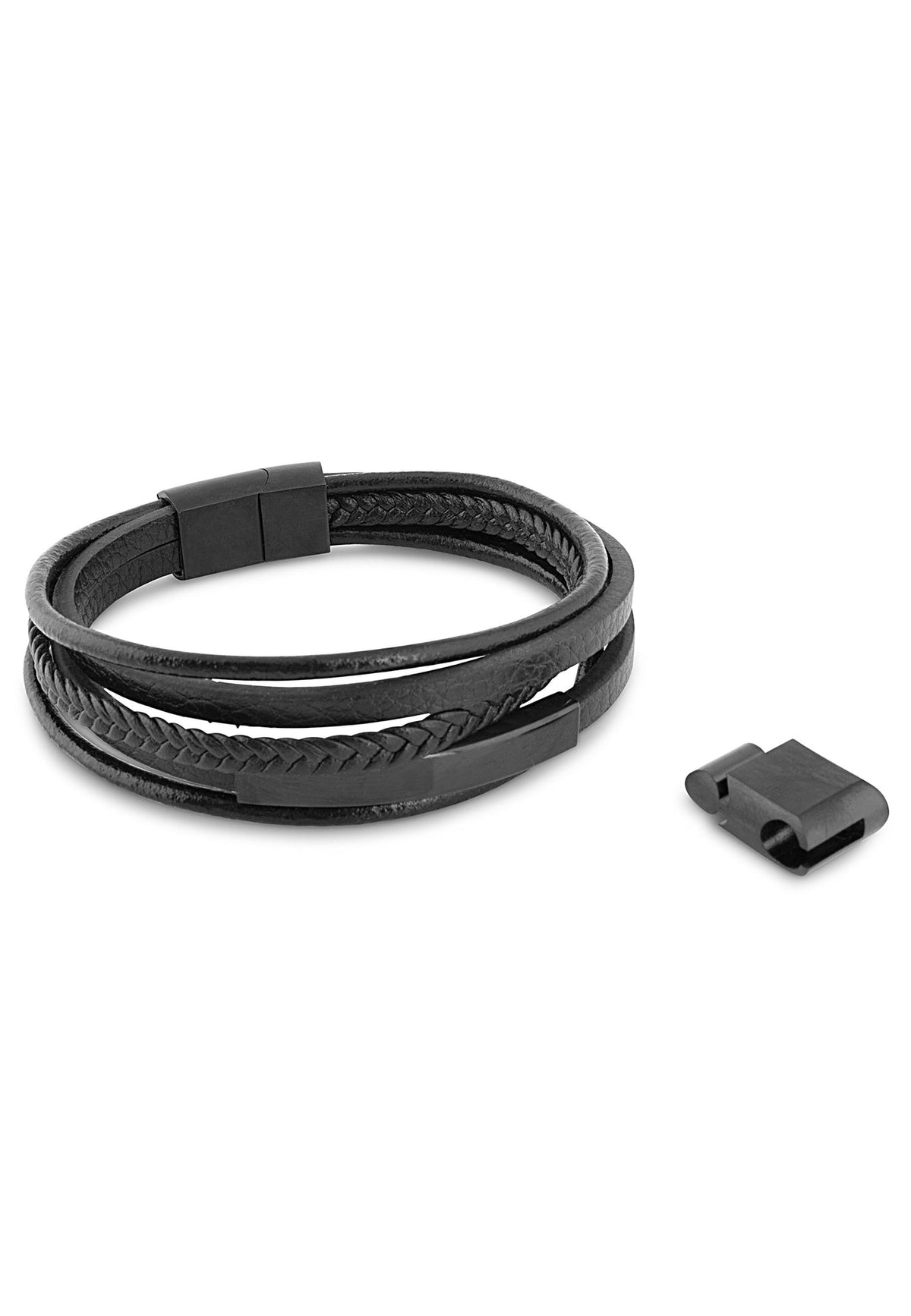 Punisher Synthetic Leather Bracelet - Black Black