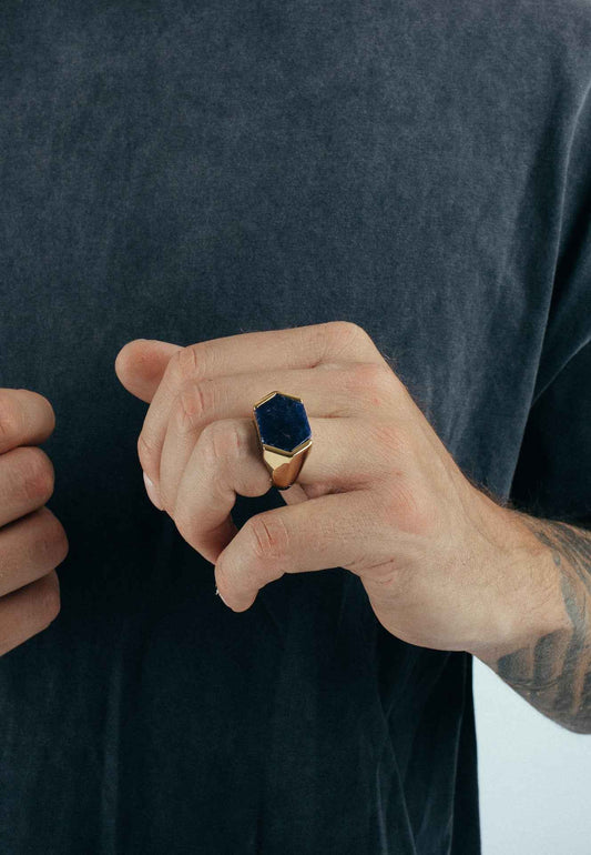 Abyss Ring Gold - Blue Achat