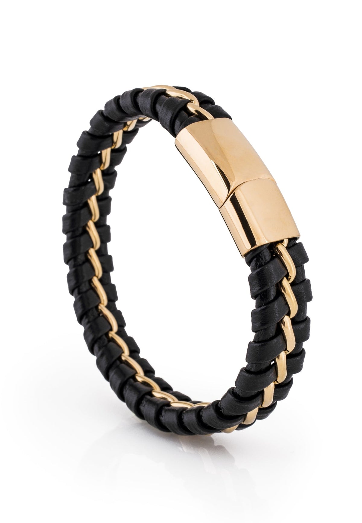 Adeptus Leather Bracelet - Gold Black