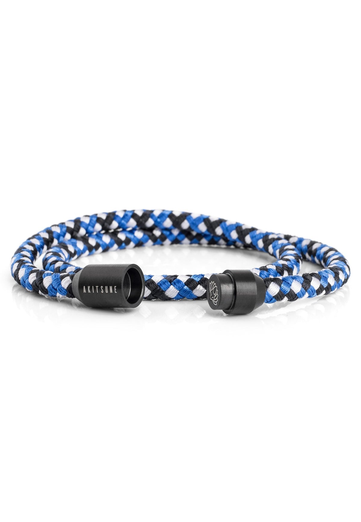 Mare Nylon Bracelet Matte Black - Blue-White