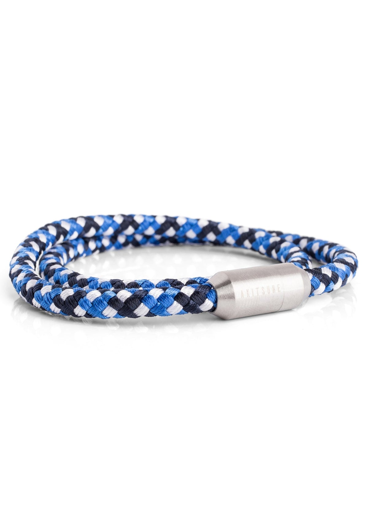 Mare Nylon Bracelet Matte Silver - Blue-White