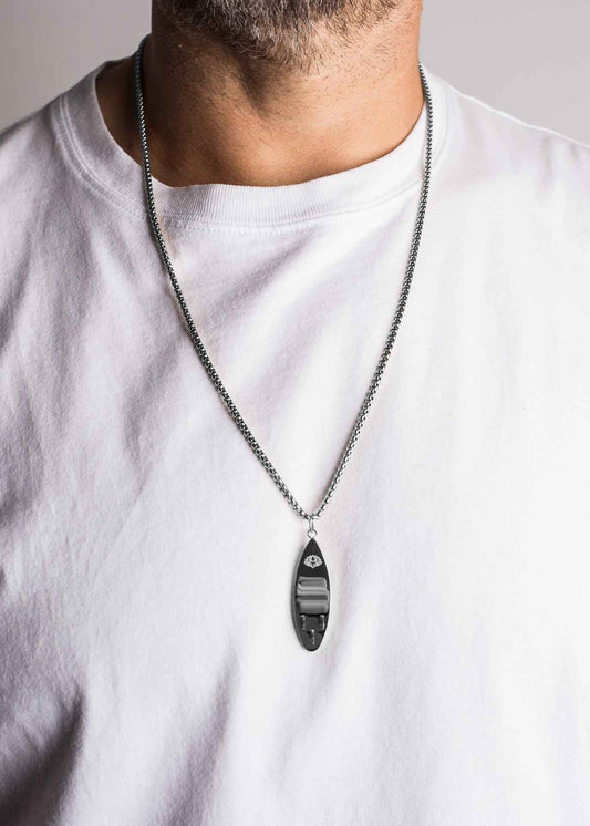 Nalu Surf Board Pendant / Necklace Silver 70 cm