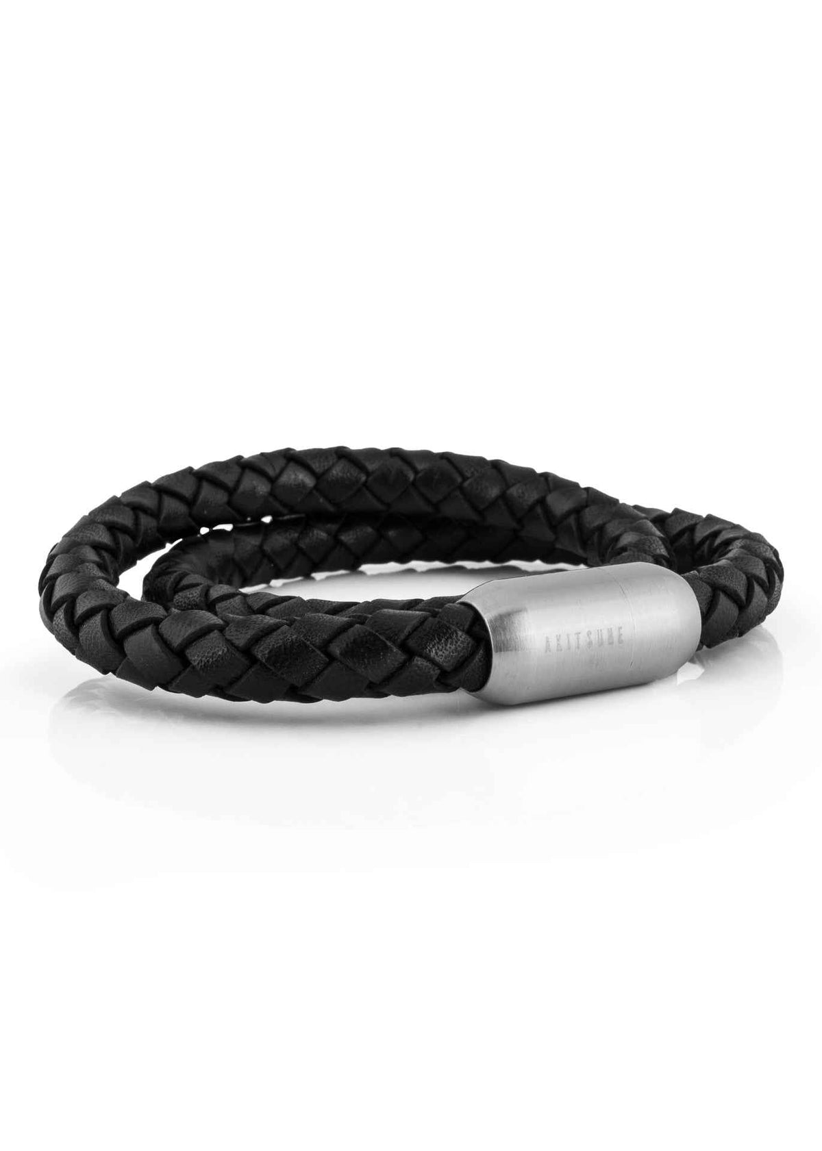 Navis Leather Bracelet Silver-Black
