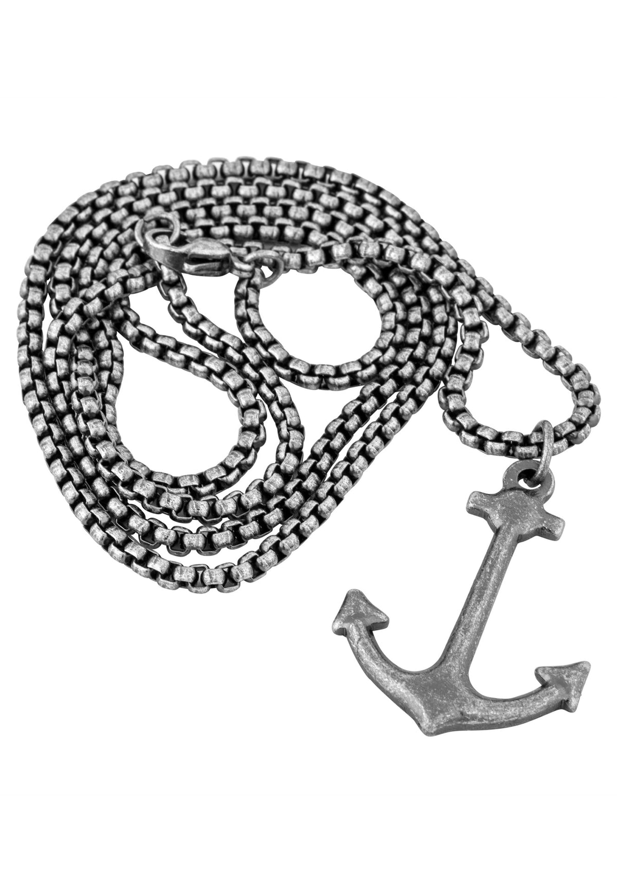 Portus Anchor Pendant / Necklace Antique Silver 70 cm