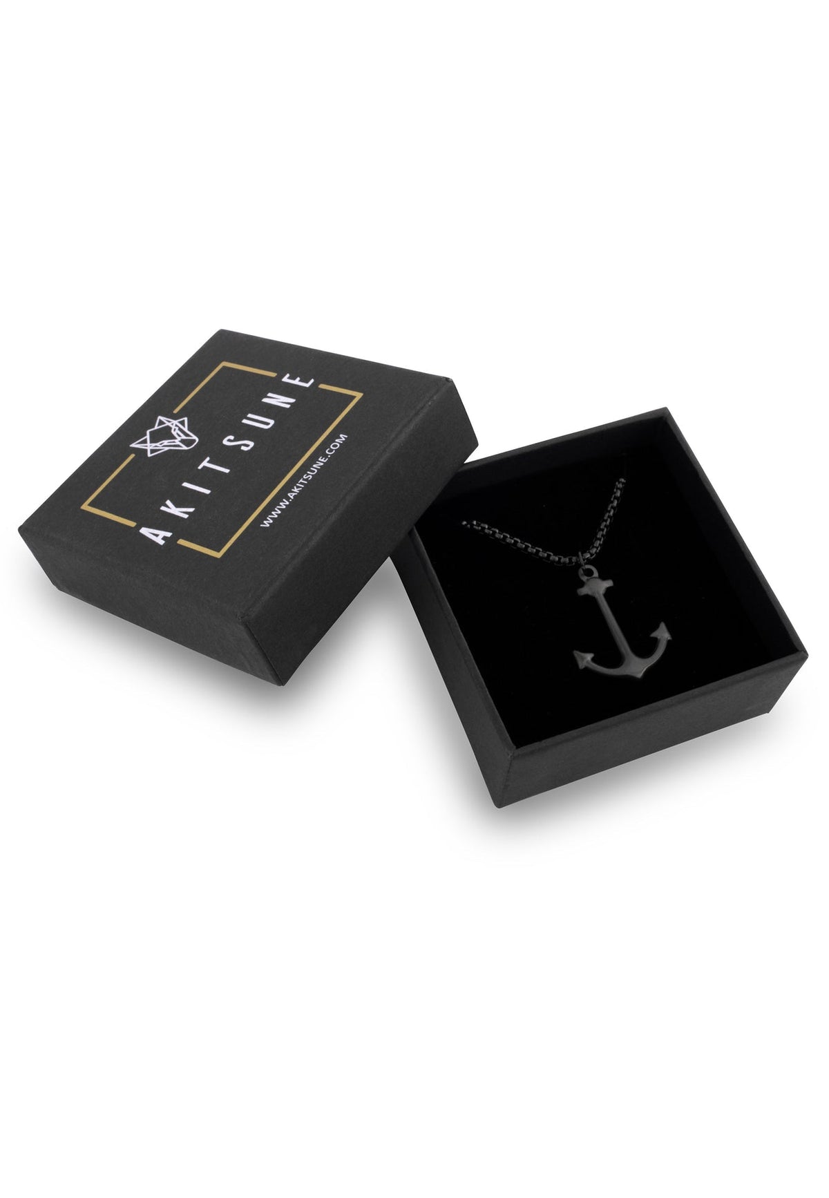 Portus Anchor Pendant / Necklace Matte Black 70 cm