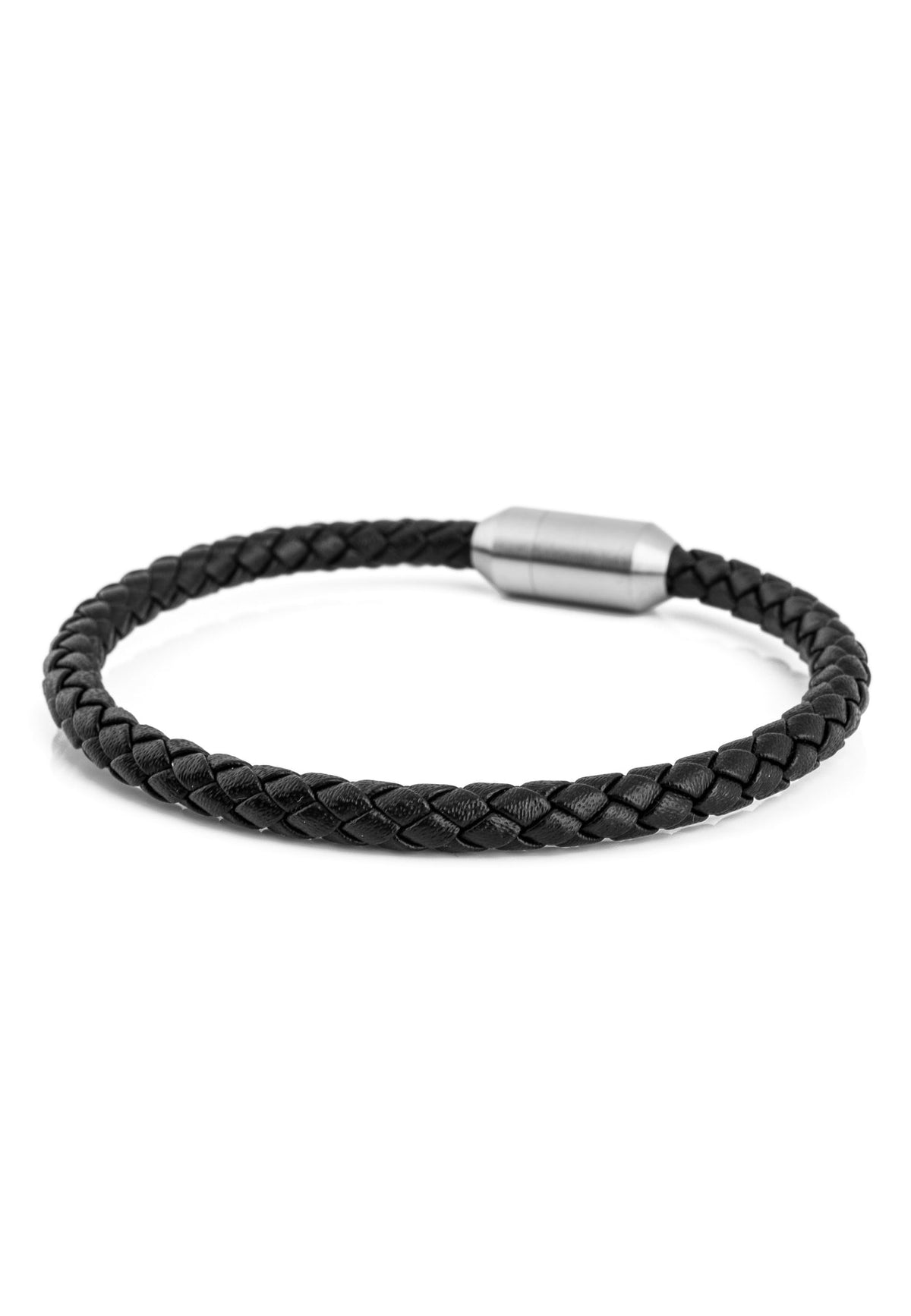 Silvus Leather Bracelet Silver - Black