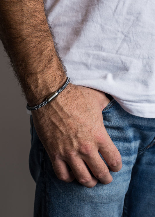 Silvus Nylon Bracelet - Matte Silver - Grey