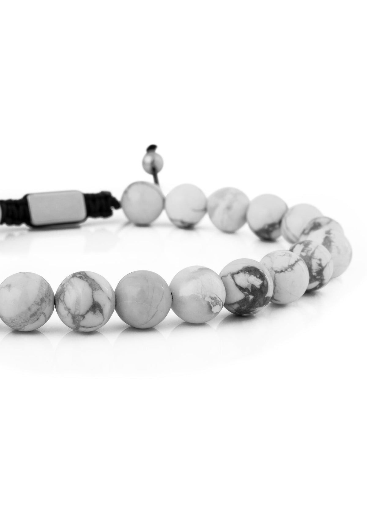 Venatio Beaded Bracelet Silver-Howlite White