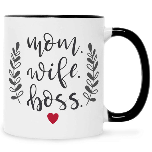 Bedruckte Tasse mit Spruch Mom Wife Boss