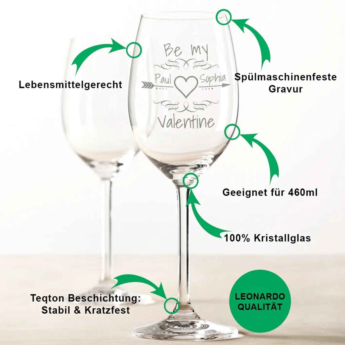 Leonardo Weinglas "Be my Valentine" mit Namen Gravur