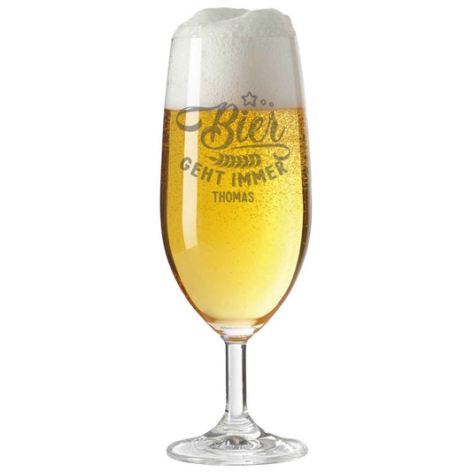 Leonardo Bierglas mit Gravur "Bier geht immer" mit Namen