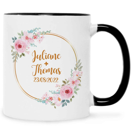 Bedruckte Tasse mit Spruch Rosenhochzeit