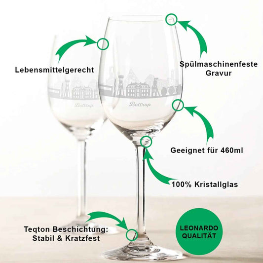 Leonardo Weingläser mit Skyline Bottrop Gravur im Set
