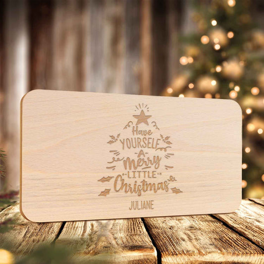 Frühstücksbrettchen aus Holz mit Gravur - Have yourself a merry little Christmas - Weihnachtsdeko