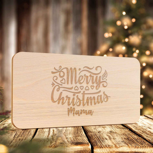 Frühstücksbrettchen aus Holz mit Gravur - Merry Christmas Mama - Weihnachtsdeko