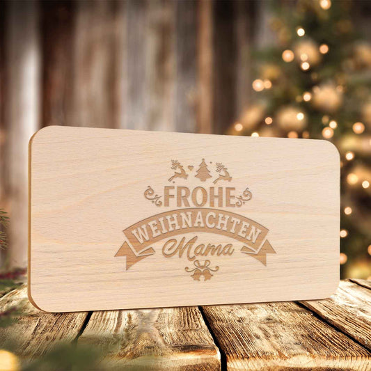 Frühstücksbrettchen aus Holz mit Gravur - Frohe Weihnachten Mama - Weihnachtsdeko