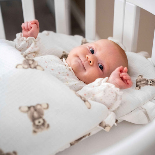Babyschlafsack Dreamy Musselin Teddybär – süßer Ganzjahresschlafsack