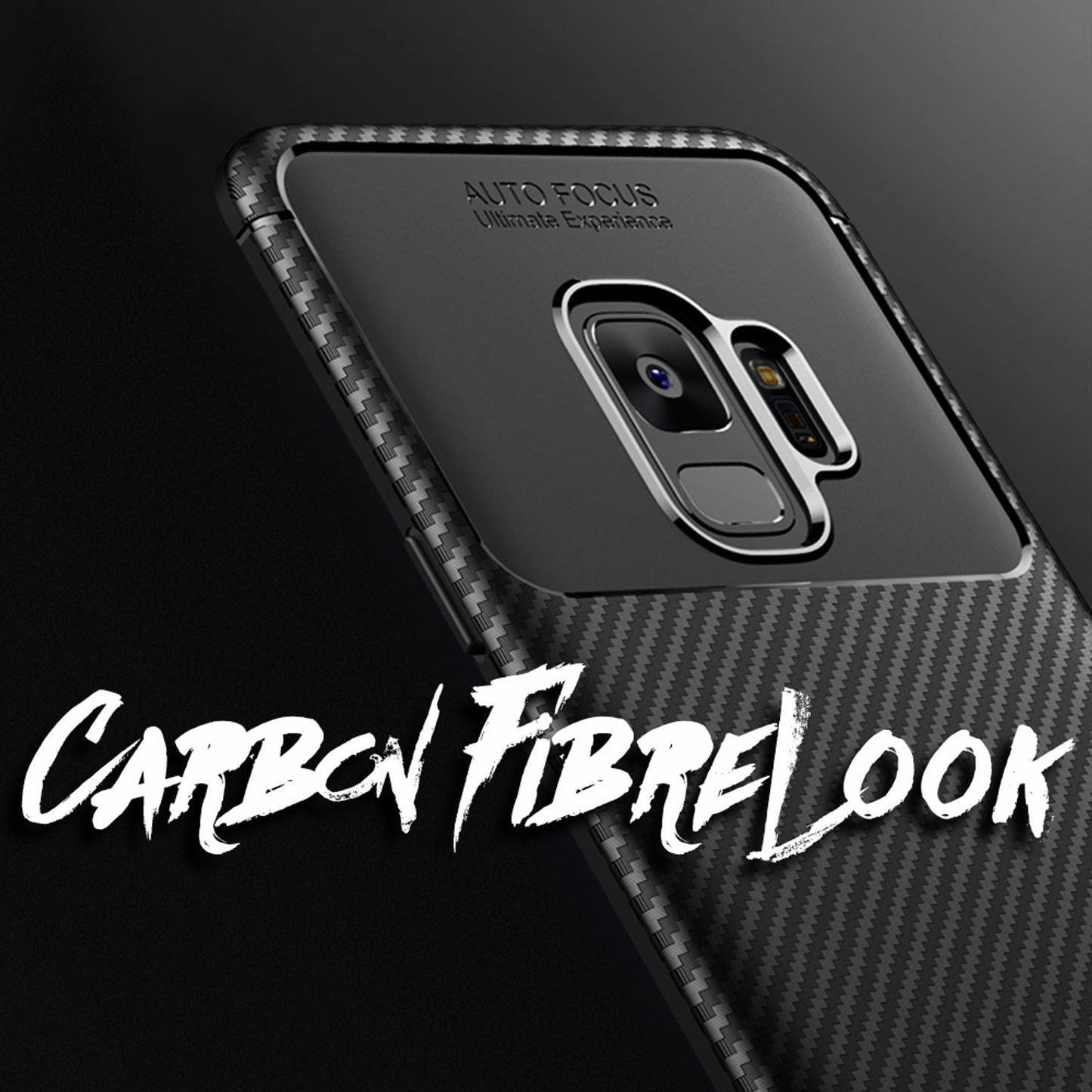 NALIA Silikonhülle für Samsung Galaxy S9 – Rutschfest & Matt – VORTEX (Gebürstete Optik & Carbon Design) – Marke aus Berlin