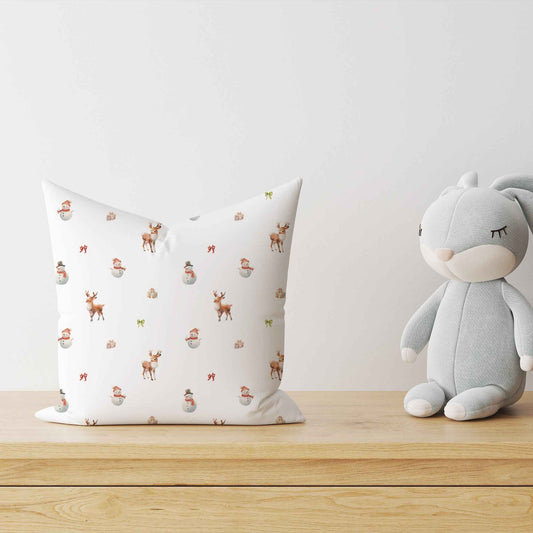 "Schneemann und Rehe" Premium Dekokissen