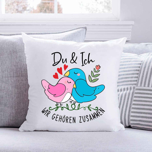 Bedrucktes Kissen mit Spruch Du & Ich wir gehören zusammen