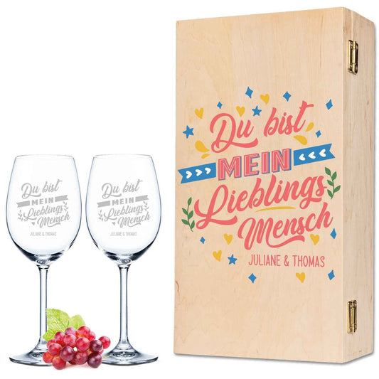 Leonardo Weingläser mit Gravur im "Du bist mein Lieblingsmensch" Design