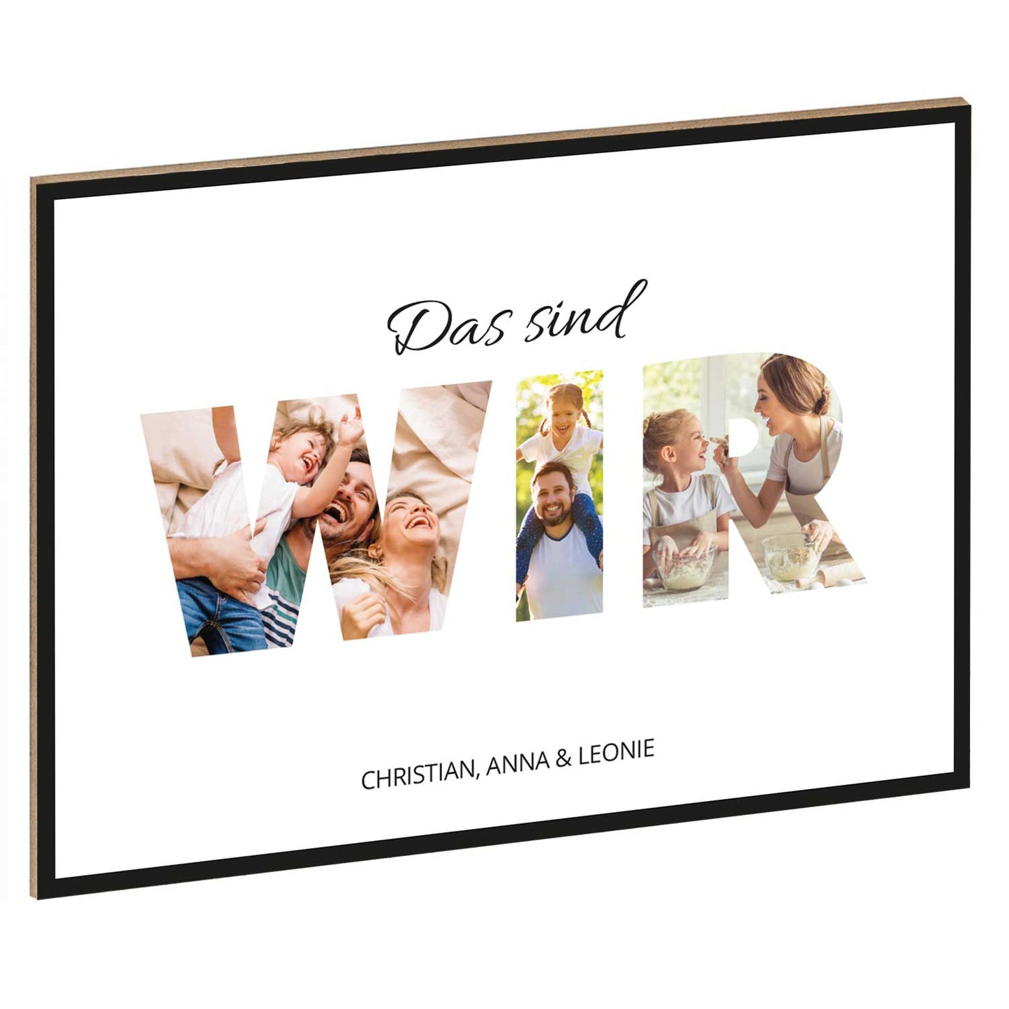 Holzschild mit Foto - Familie - Fotoschriftzug mit Namen zum Selbstgestalten